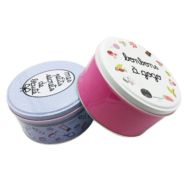 Factory Wholesales Round Cookie Biscuit Tin Package Can Candy Chocolate Food Storage Metal Box