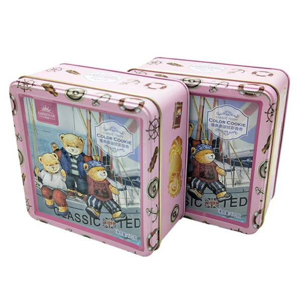 Candy Square Gift Tin Box Packing Metal Tin Packaging Canister Toy Metal Box Christmas Butter Cookies Storage Tin Case