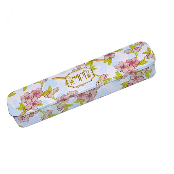 Custom Printed Long Rectangular Slide Top Lid Pen Holder Metal Tin Pencil Case Box