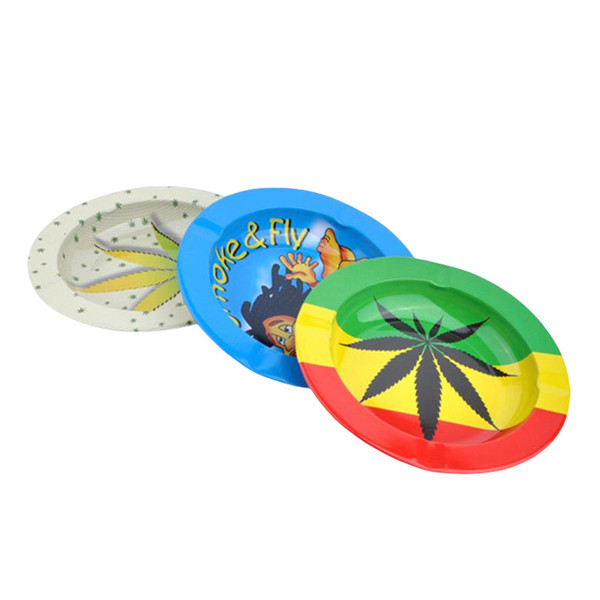 Customized Round Metal Ashtray Small Tin Ashtray Mmoking Rolling Tray Wholesale